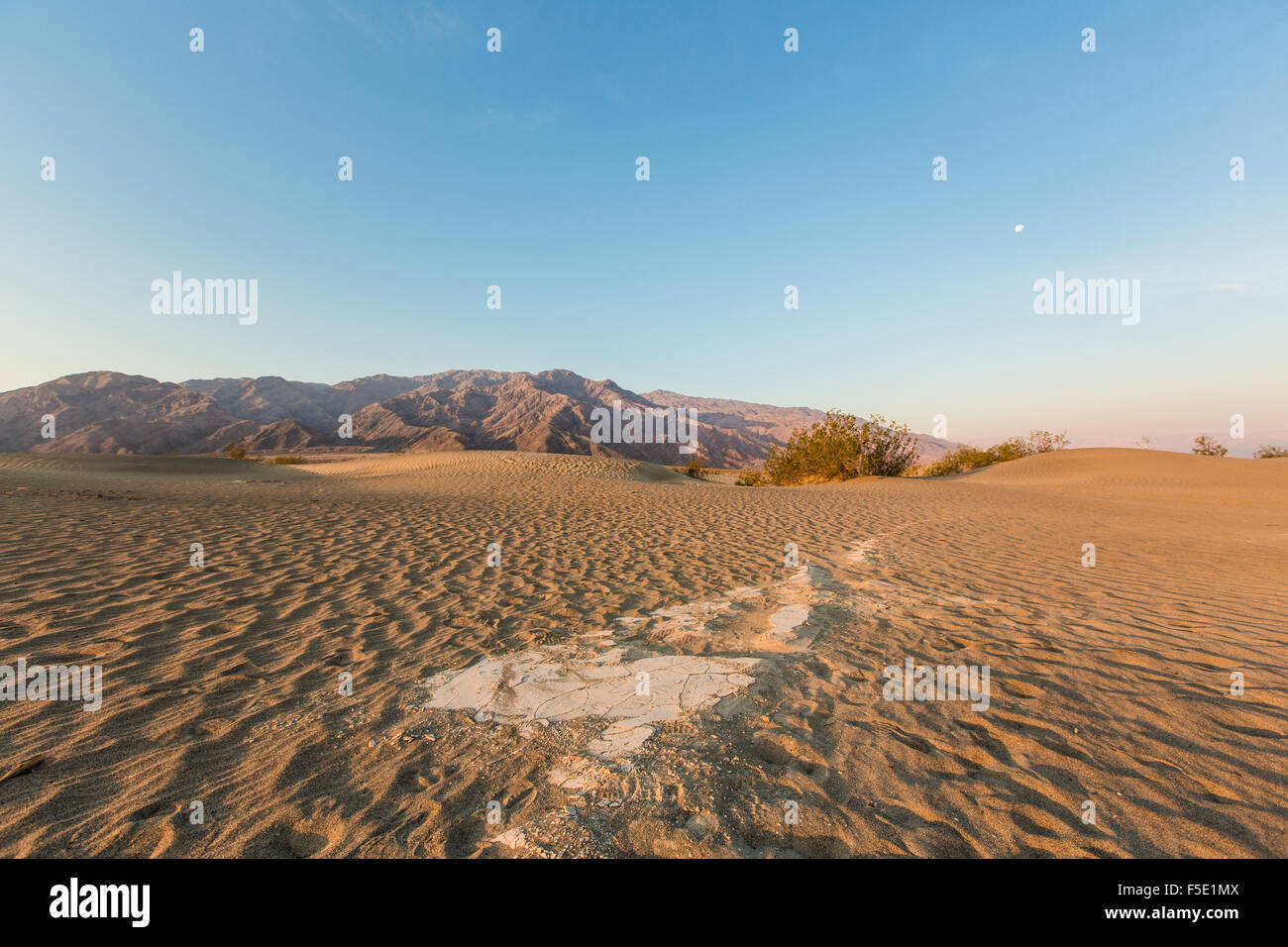 Lever du soleil à Mesquite Sand Dunes in Death Valley National Park, California, USA Banque D'Images