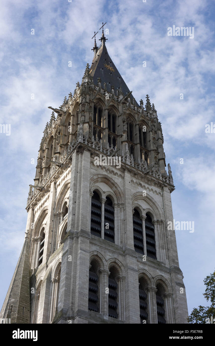 St Romain Tower (12ème siècle), la cathédrale de Rouen, Normandie, France Banque D'Images