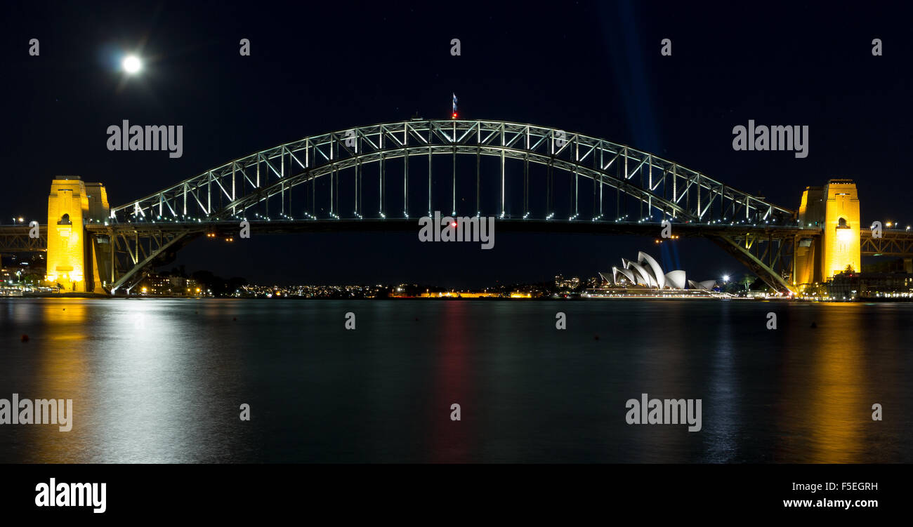 Sydney Harbour Bridge de nuit, de l'Australie Banque D'Images