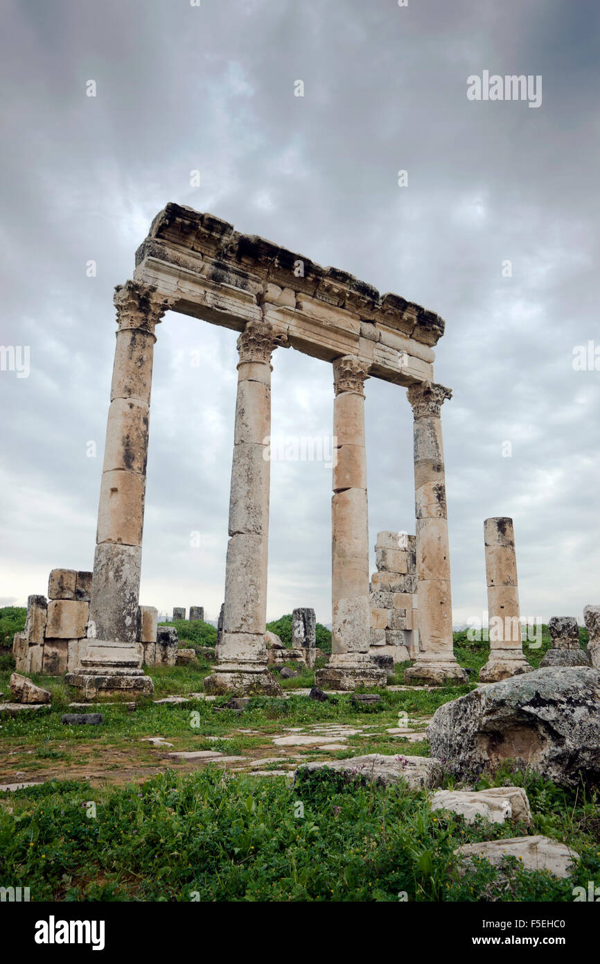 Ruines de l'ancienne cité romaine, la Syrie Hama, colonnade Banque D'Images