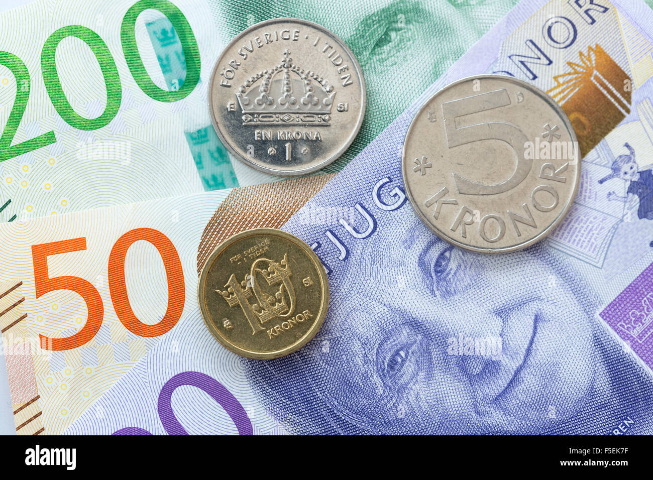 Monnaie suédoise Close Up. Nouvelles notes introduecd en 2015. Banque D'Images