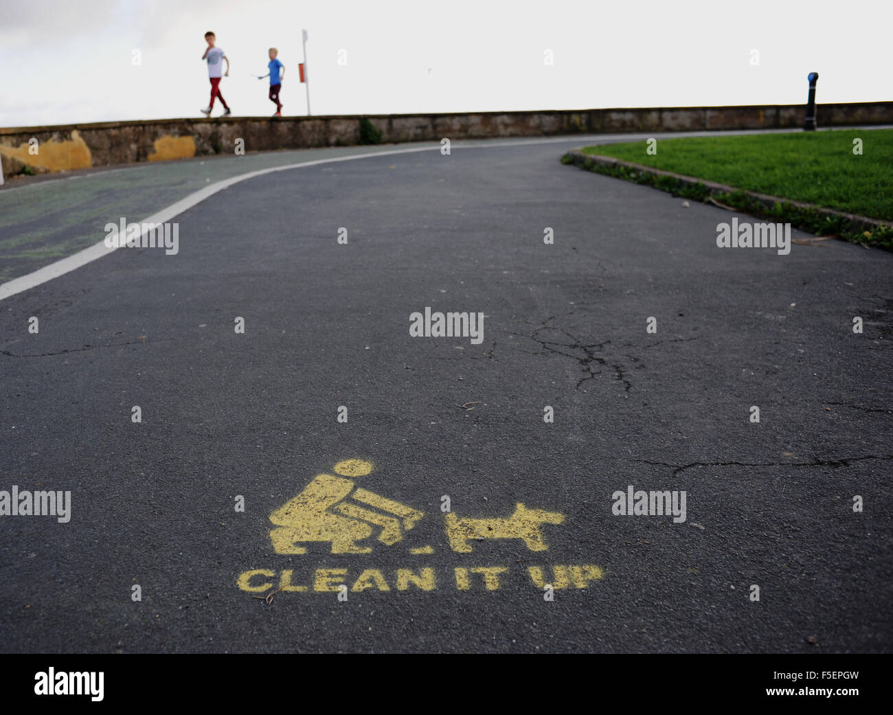 Nettoyer le gâchis chien signe sur le front de la promenade Sussex UK Worthing Banque D'Images