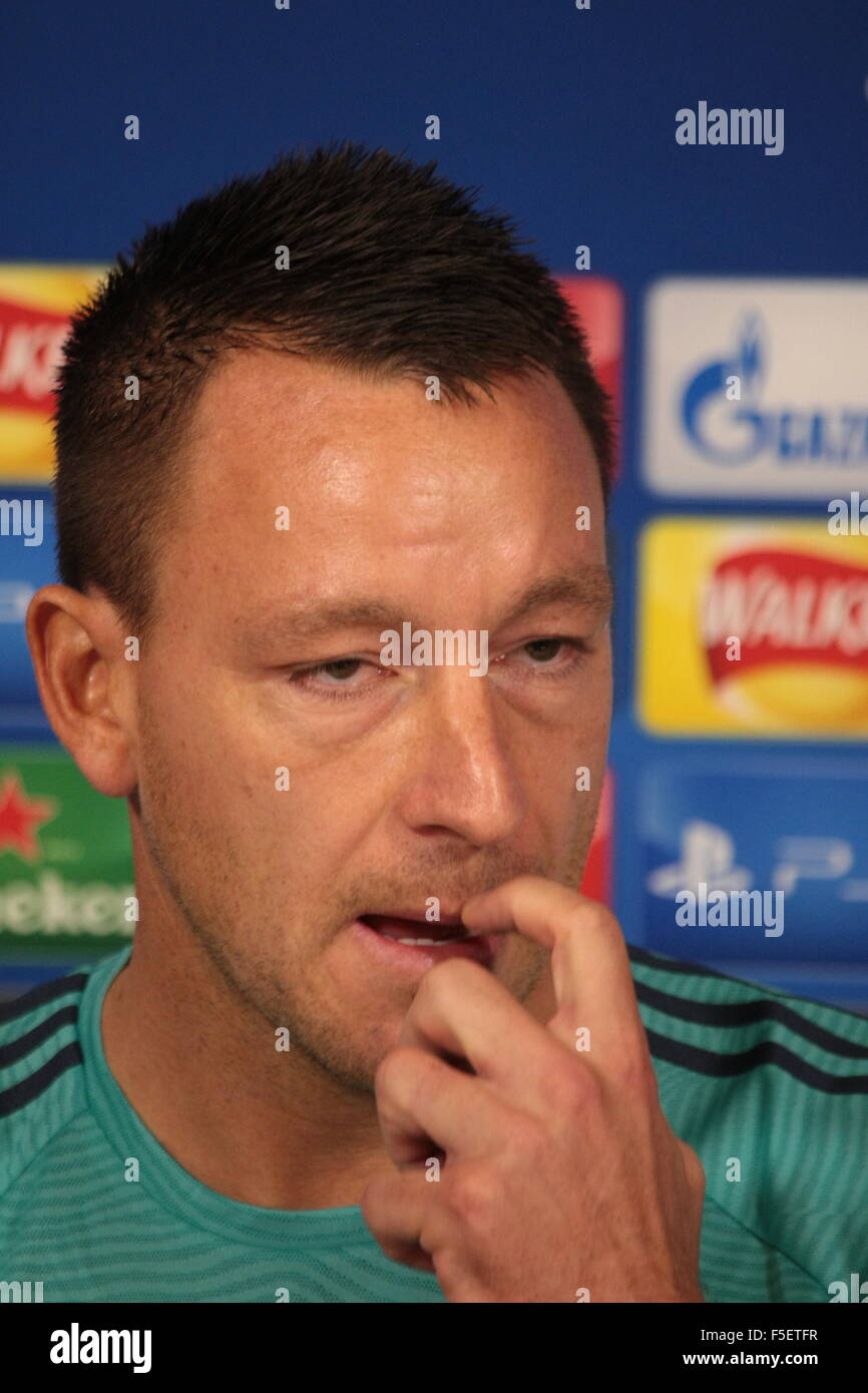 John Terry, Capitaine du Club de Football de Chelsea donne son point de vue sur le soutien de l'équipe de manager Jose Mourinho Banque D'Images