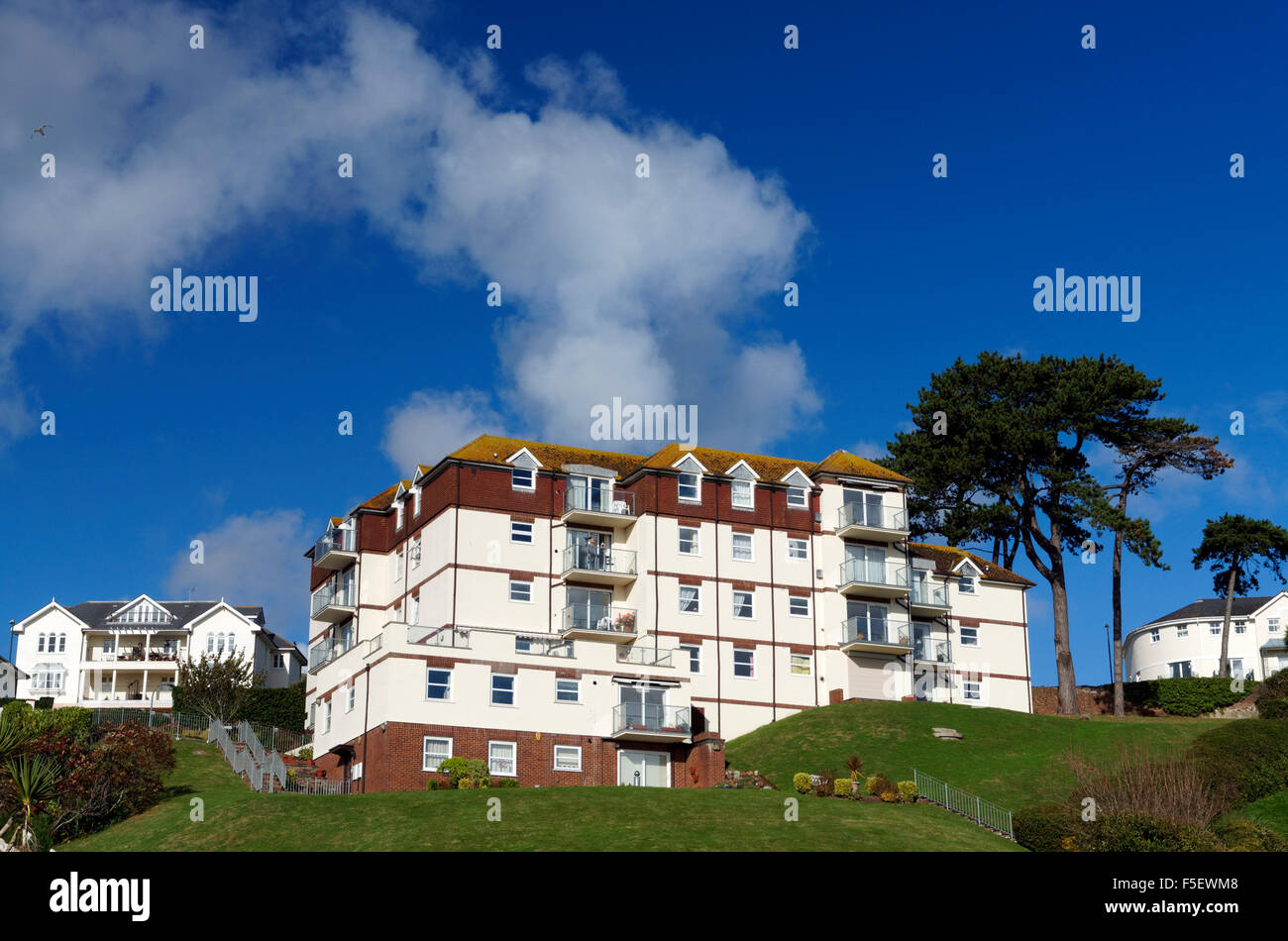 Appartements de vacances, plage de Goodrington Sands, Paington, Devon, Angleterre. Banque D'Images