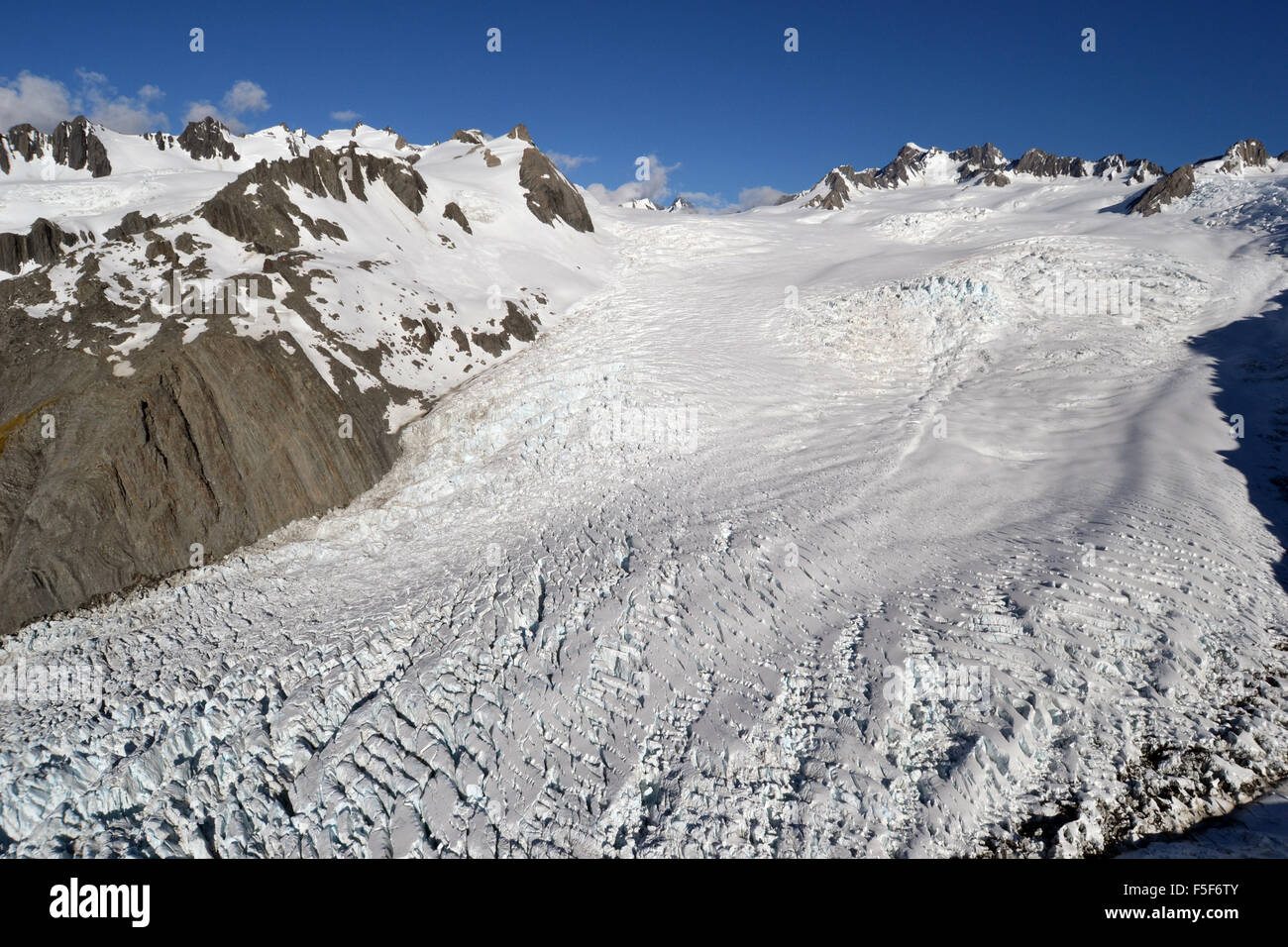 Franz Josef Glacier, une fonte des glaciers, en raison du changement climatique, François-Joseph, île du Sud, Nouvelle-Zélande Banque D'Images