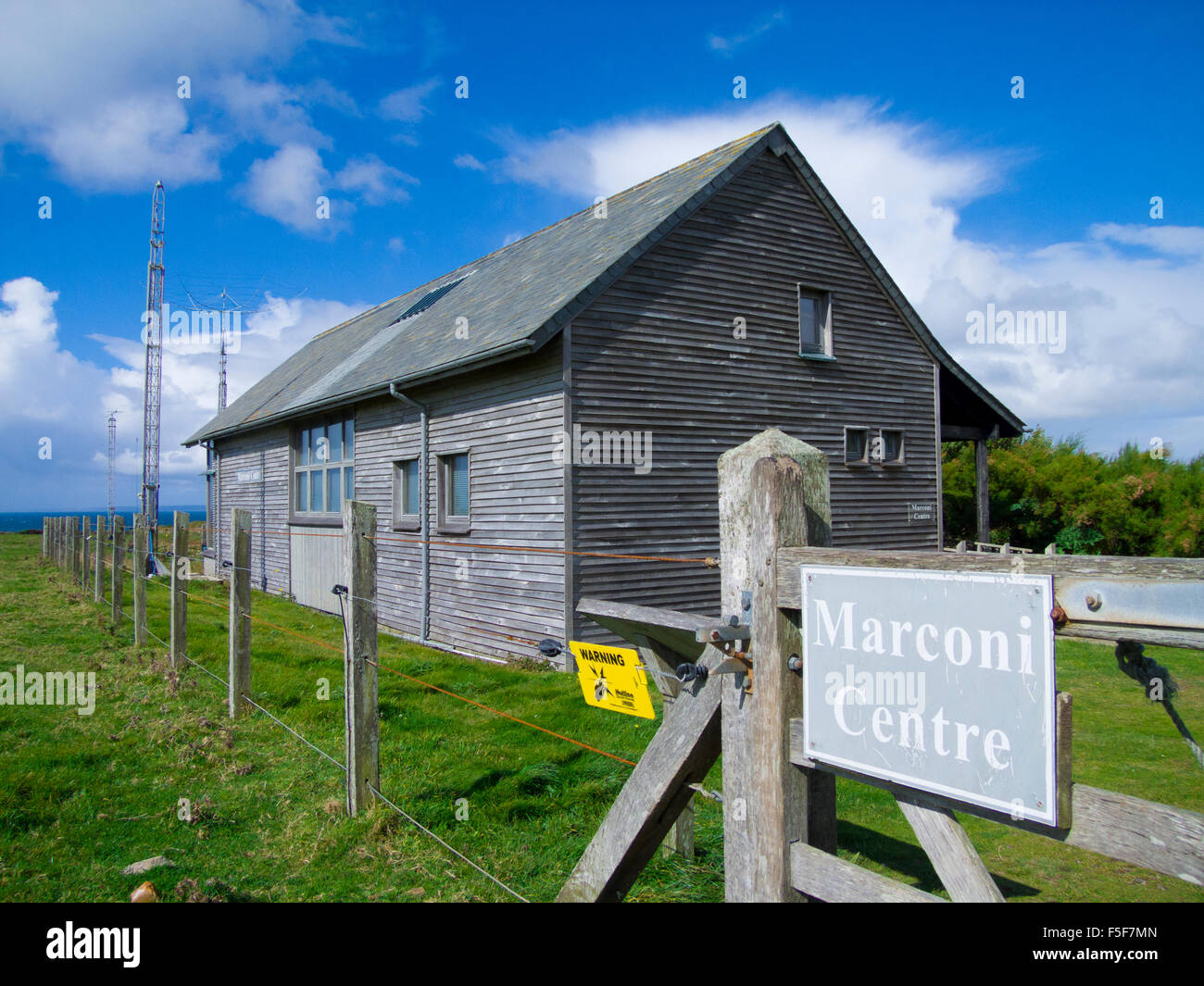 Centre de Marconi, Poldhu, Nr meneau, Péninsule du Lézard, Cornwall, England, UK Banque D'Images