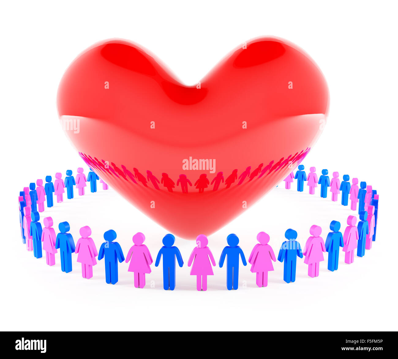 Forme de coeur avec l'amour, 3D render Banque D'Images