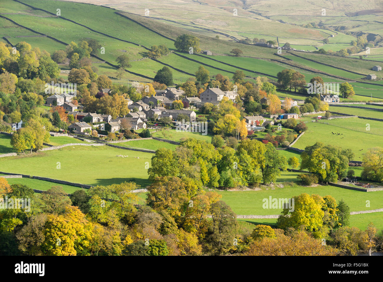 Appletreewick village de Wharfedale, les Vallées du Yorkshire, Angleterre. Banque D'Images