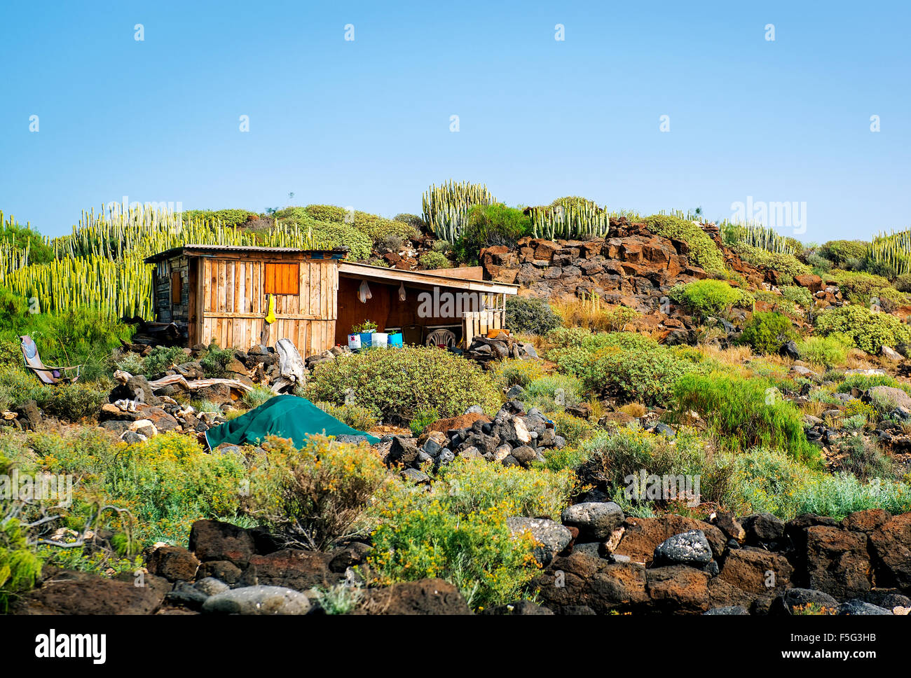 Self-made-masure dans un tropiques. Photo taken in Tenerife coast. Îles Canaries. Espagne Banque D'Images