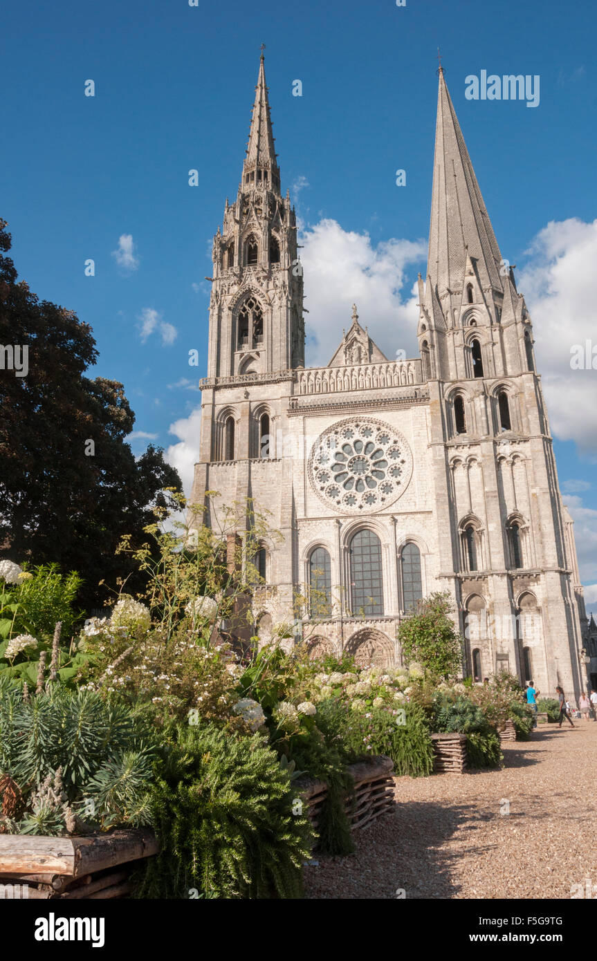 L'extérieur de la cathédrale de Chartres, France Banque D'Images