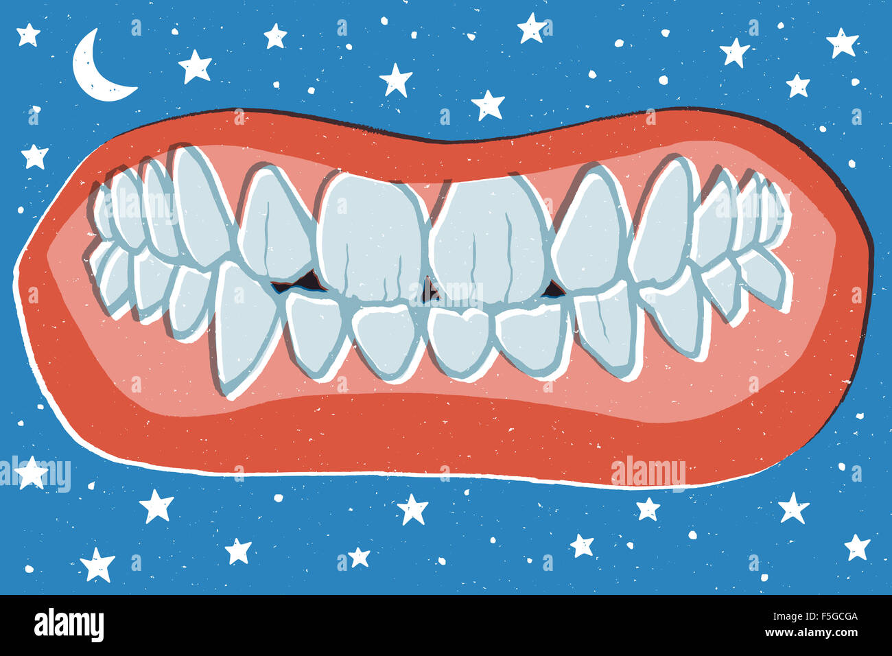 Bruxisme. Grincement des dents et serrant la mâchoire pendant le ...
