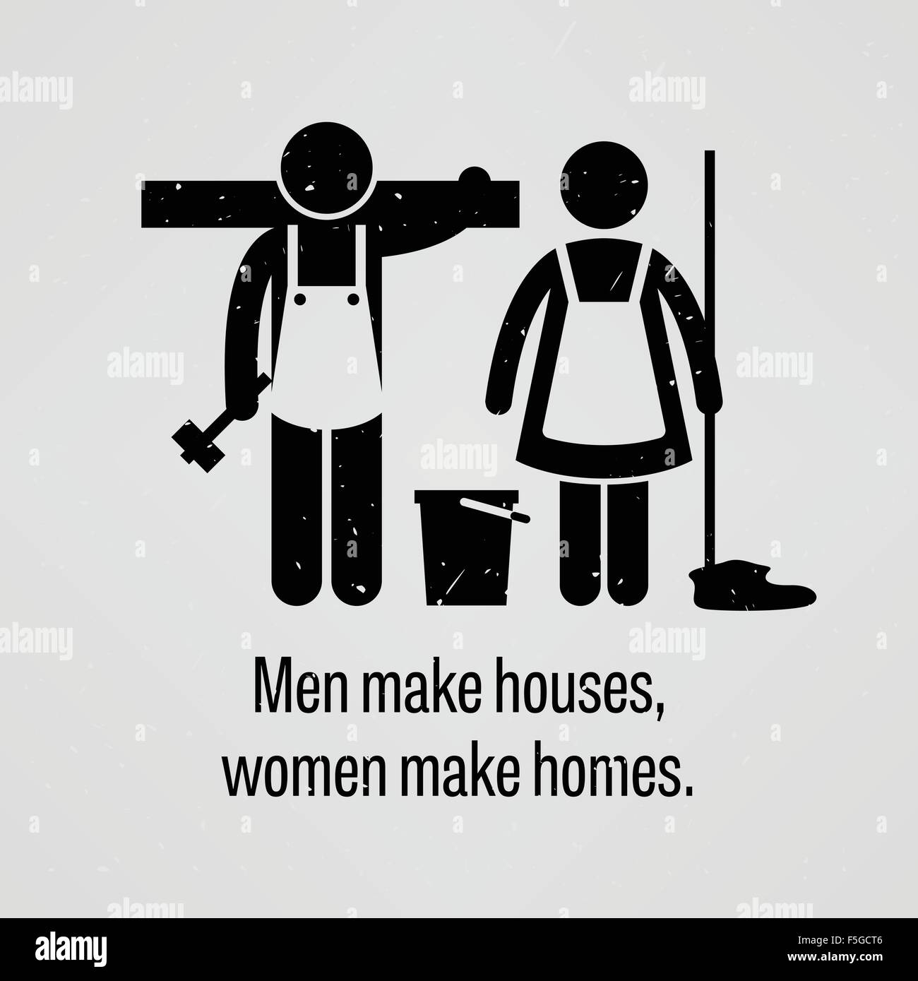 Les hommes font les maisons, maisons des femmes Illustration de Vecteur