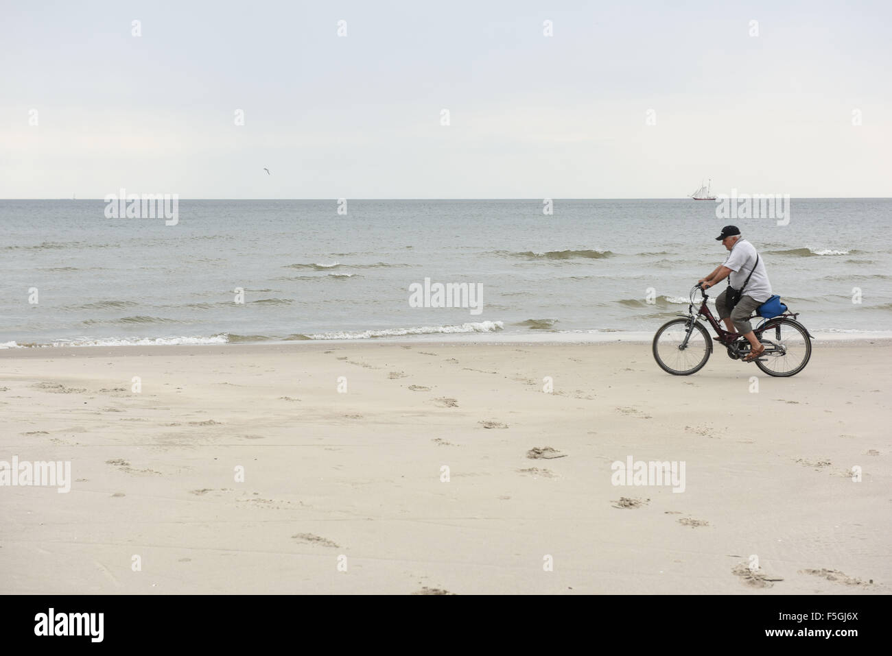 Nida, Lituanie, les cyclistes sur la plage à Nida Banque D'Images