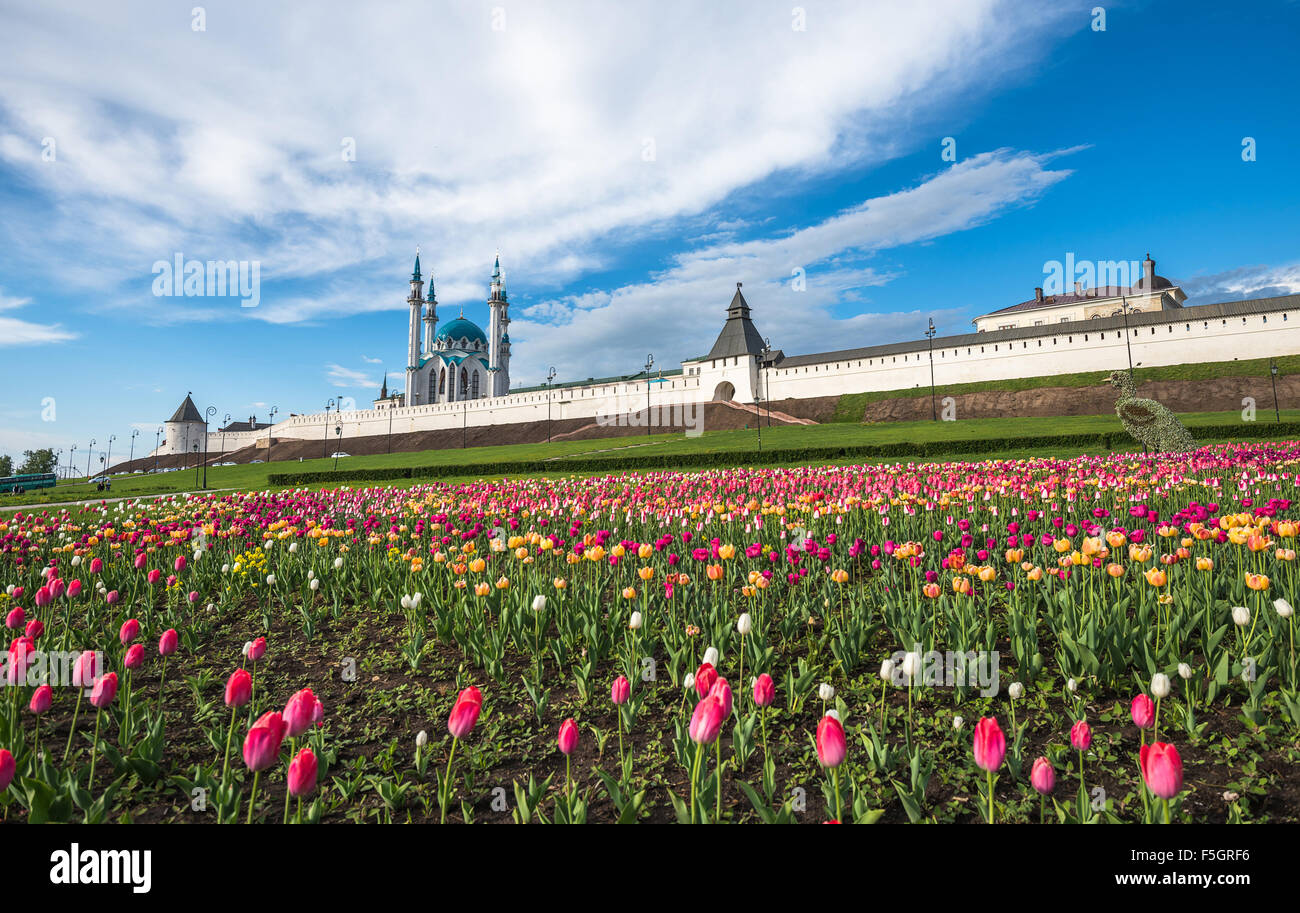 La mosquée Kul-Sharif et Kremlin de Kazan, Tatarstan, Russie Banque D'Images