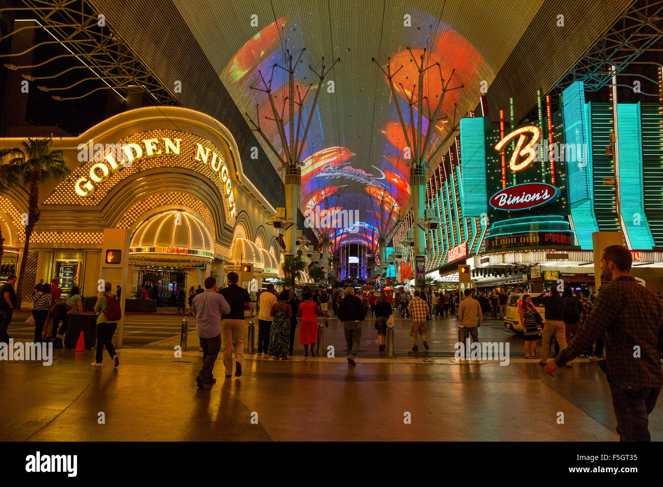 Las Vegas, Nevada. Fremont Street, Golden Nugget et Binion's Casinos