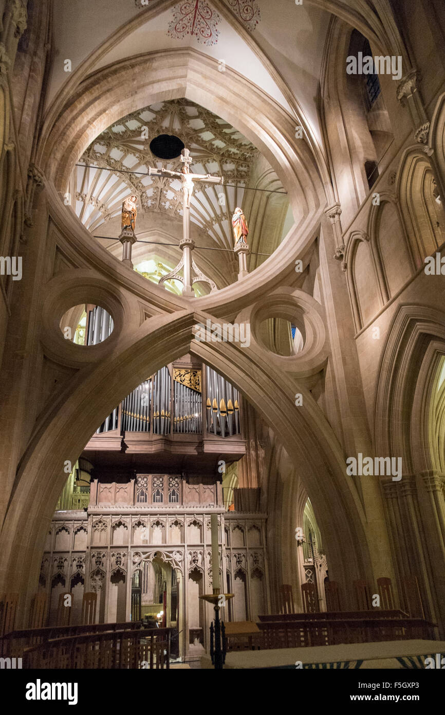 Les arches de ciseaux dans la cathédrale de Wells, Somerset Banque D'Images