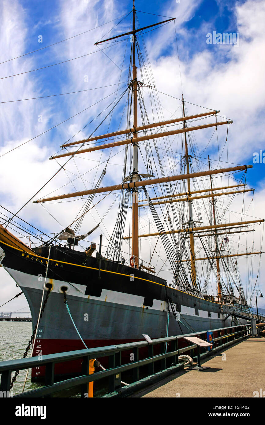 Le Balclutha trois-mâts de navire en acier de 1886 conservé à la San Francisco Maritime National Historical Park San Francisco, CA Banque D'Images