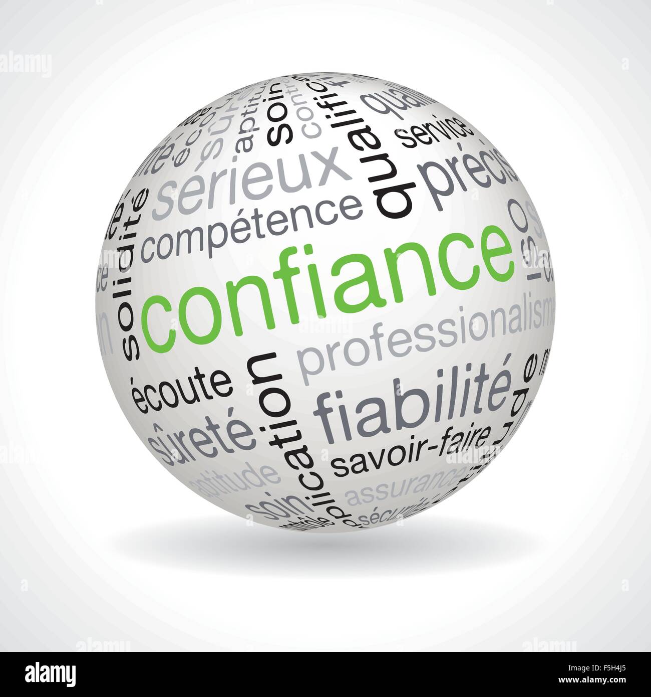 Thème confiance français sphère avec mots-clés vecteur complet Illustration de Vecteur