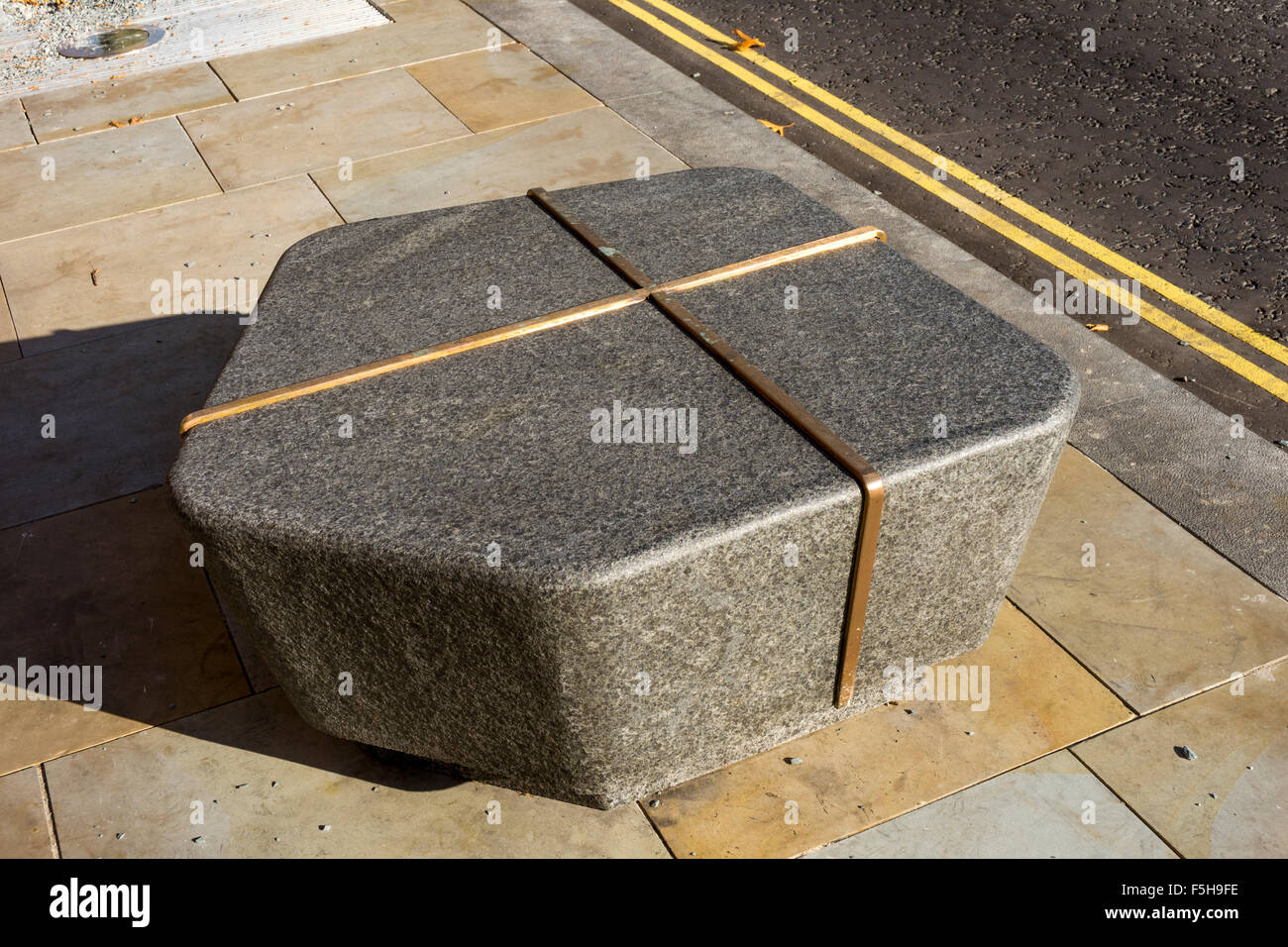 Bloc de coin en pierre, NOMA, Dantzic Street, Manchester, Angleterre, RU Banque D'Images