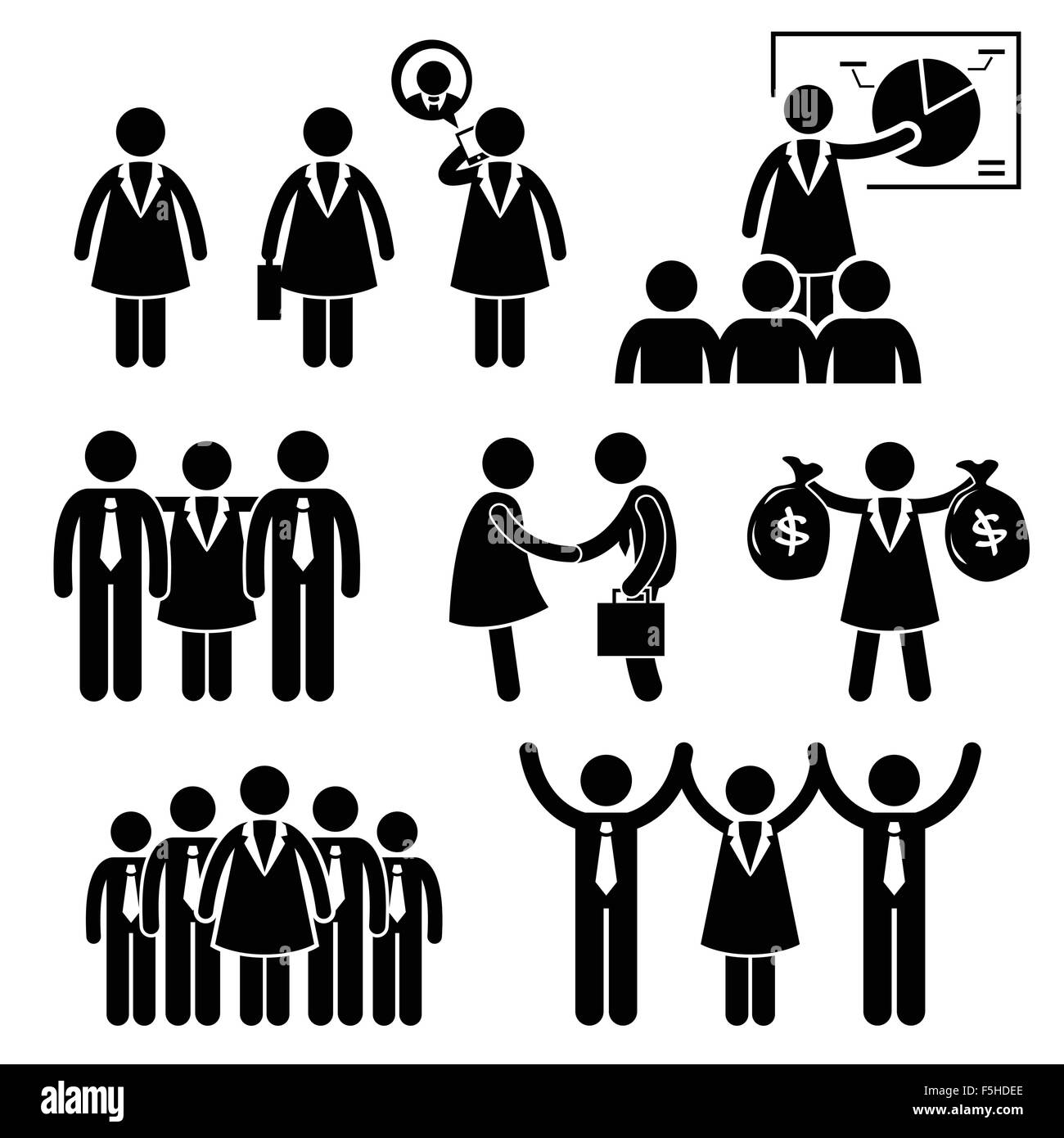 Femme femme chef Stick Figure Icône Pictogramme Cliparts Illustration de Vecteur