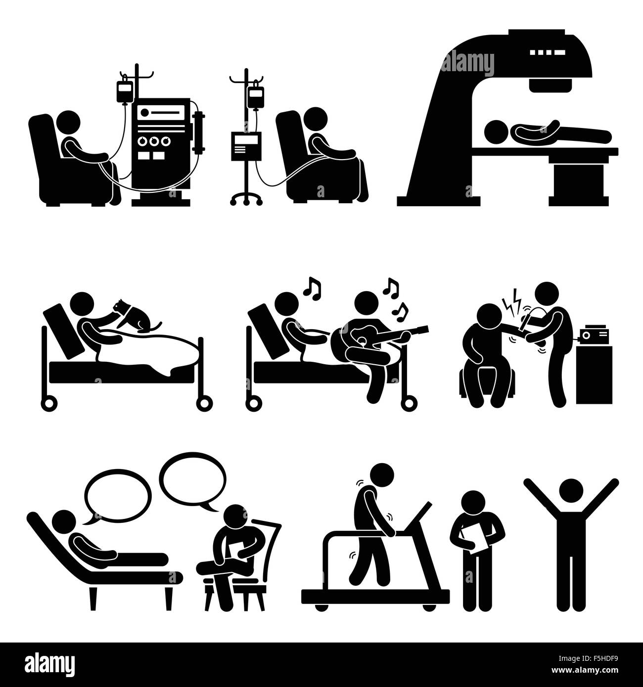 Traitement Le traitement médical de l'hôpital Stick Figure Icône Pictogramme Cliparts Illustration de Vecteur