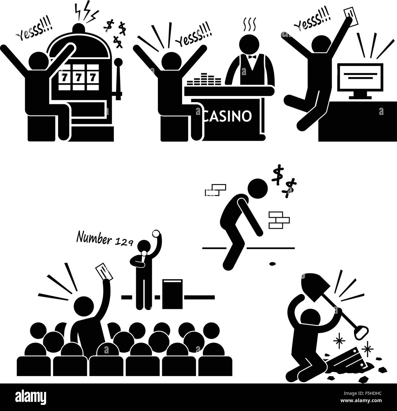 Homme heureux Bonne Chance Personnes Stick Figure Icône pictogramme ...