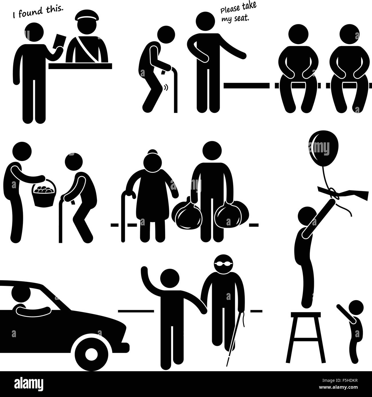 Genre Bon Cœur Aider les gens Stick Figure Icône pictogramme Illustration de Vecteur