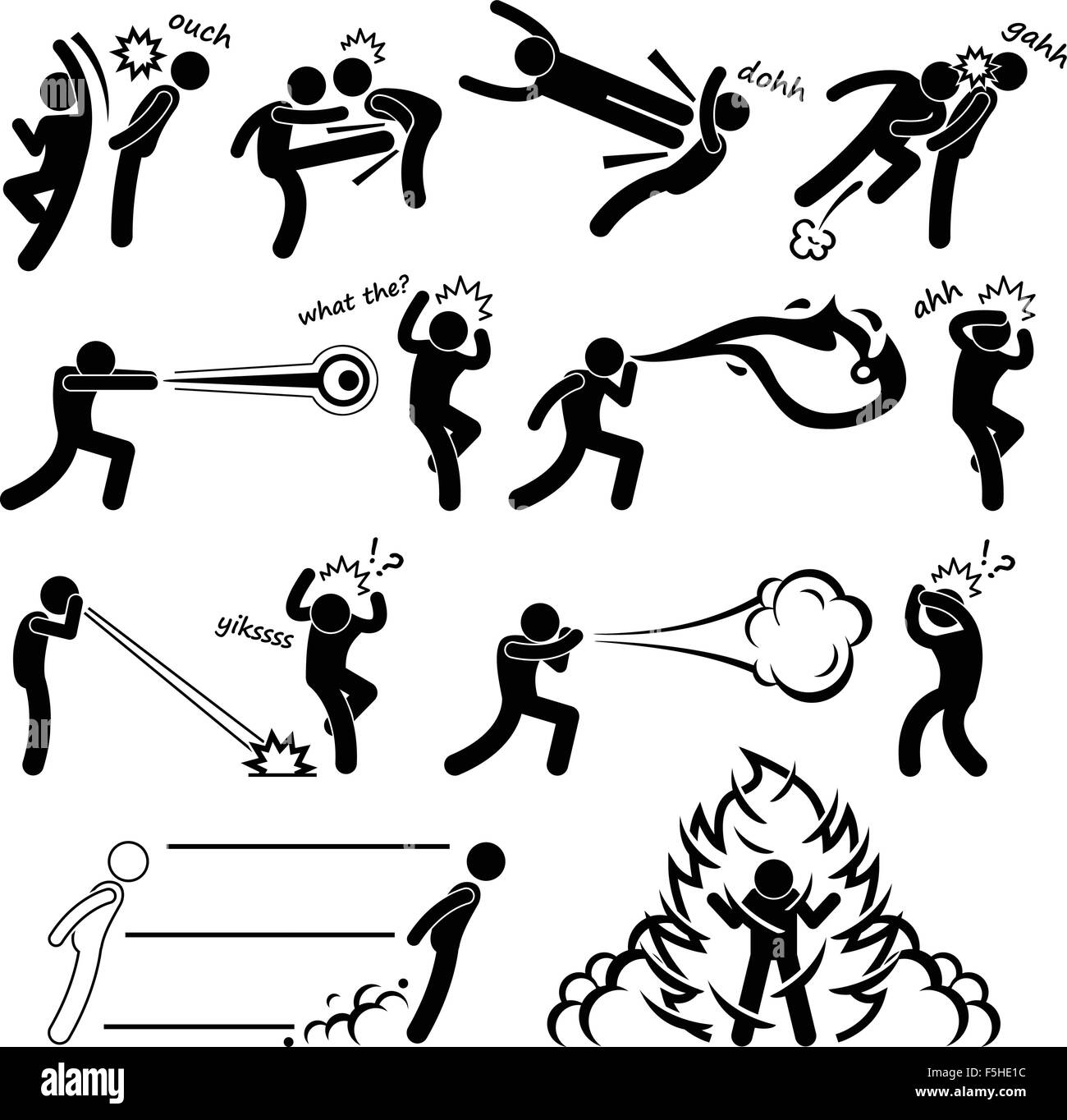 Kungfu Fighter Super Mutant humain pouvoir spécial Stick Figure Icône pictogramme Illustration de Vecteur