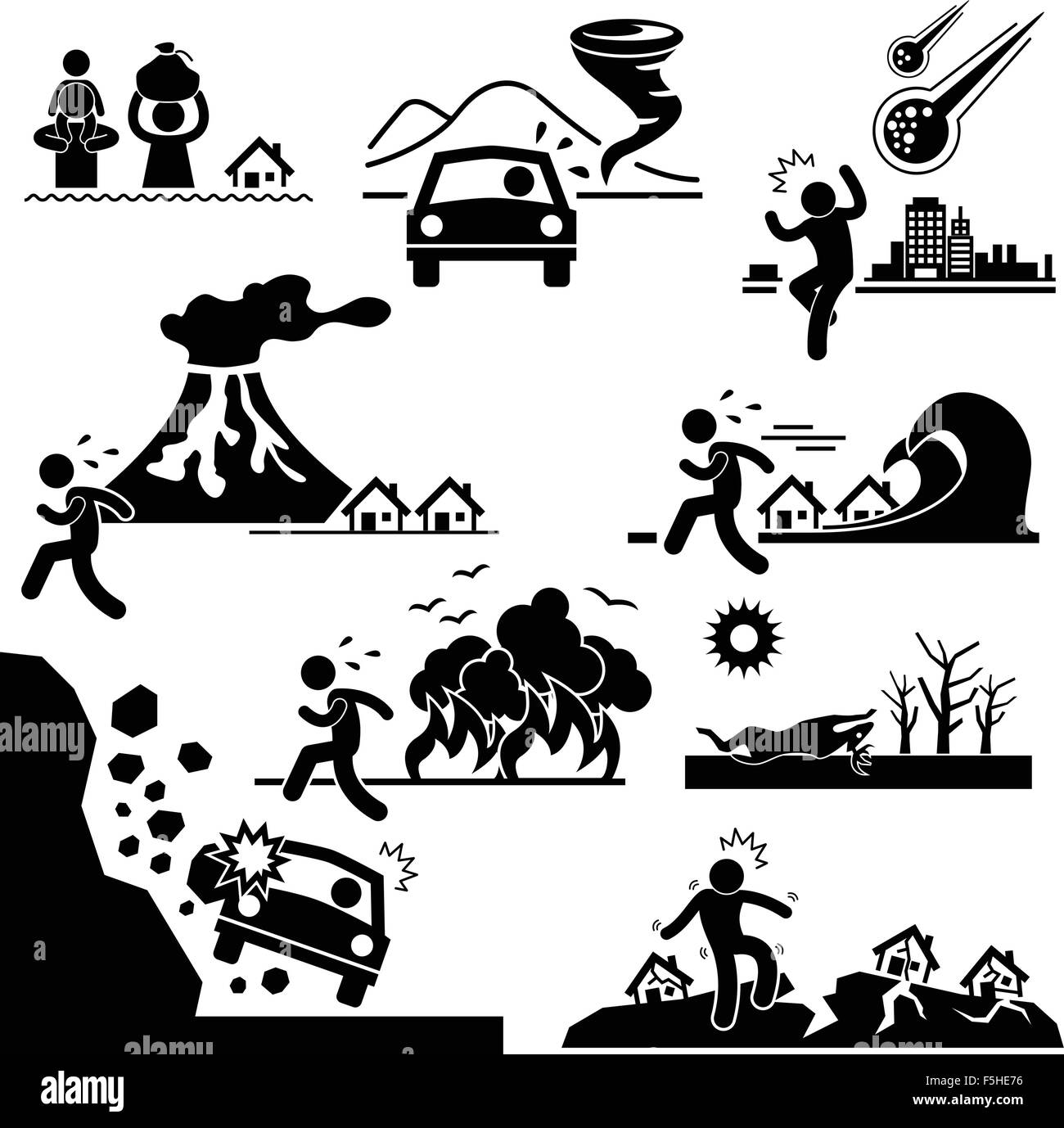 Catastrophe catastrophe Doomsday Stick Figure Icône pictogramme Illustration de Vecteur