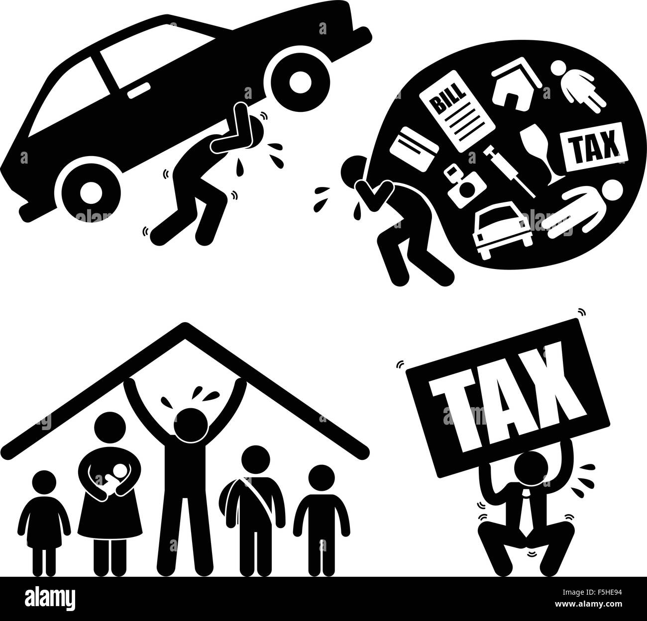 La famille de l'homme problème financier Stress Dépression Pression ...