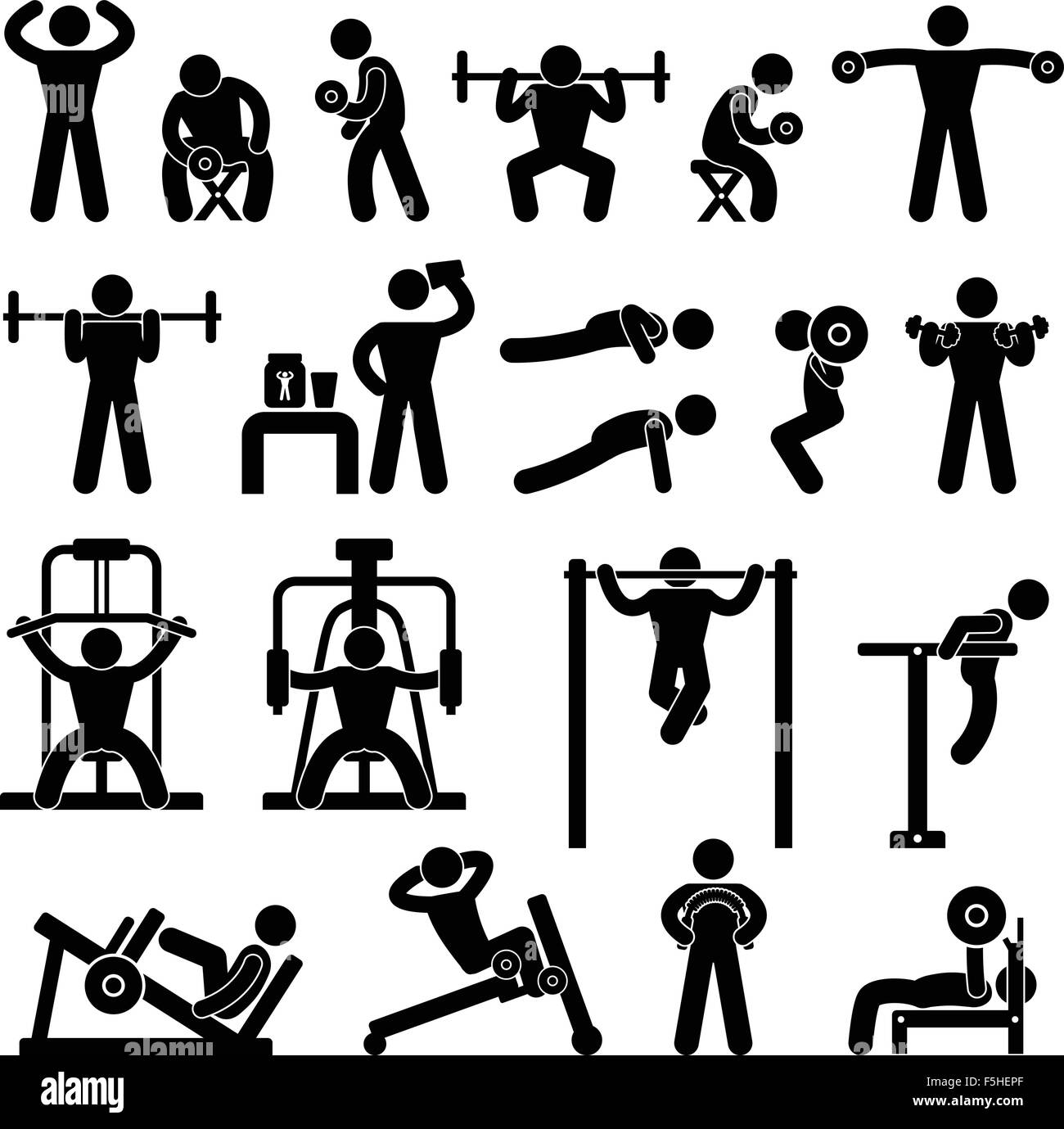 Gymnase Salle de sport Musculation entraînement à l'exercice d'entraînement de forme physique Illustration de Vecteur