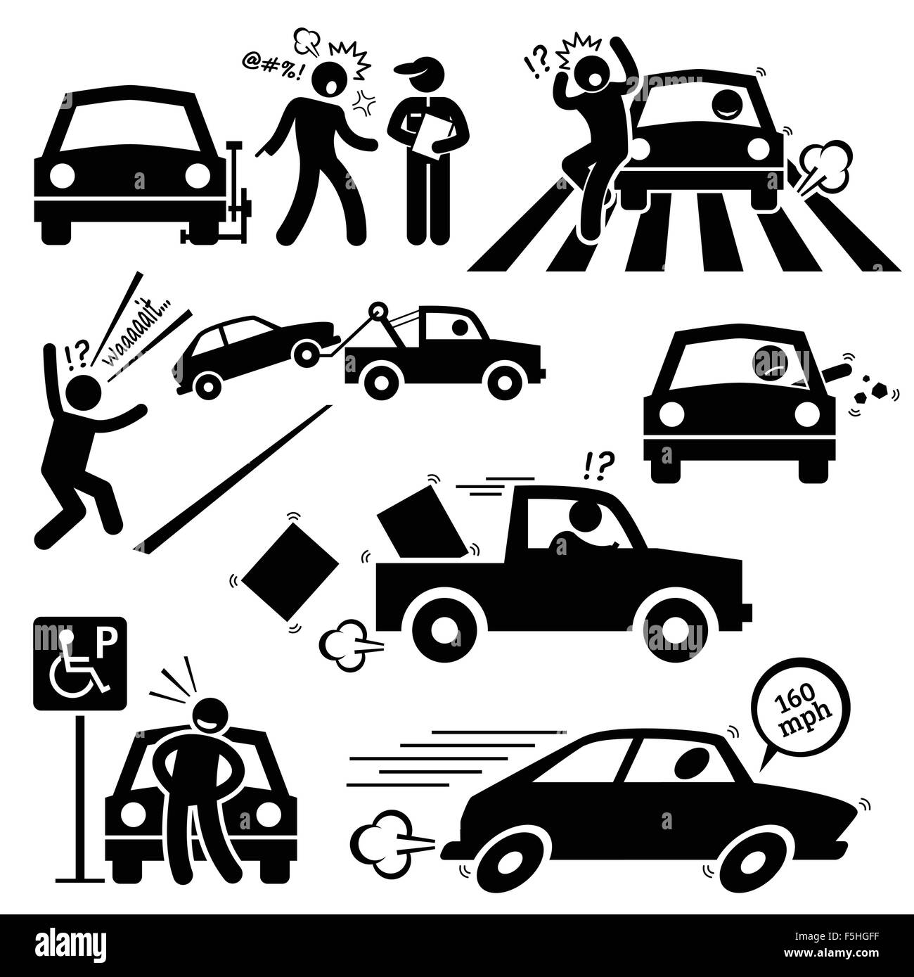 Mauvaise voiture Chauffeur furieux Pictogramme Conduite Illustration de Vecteur