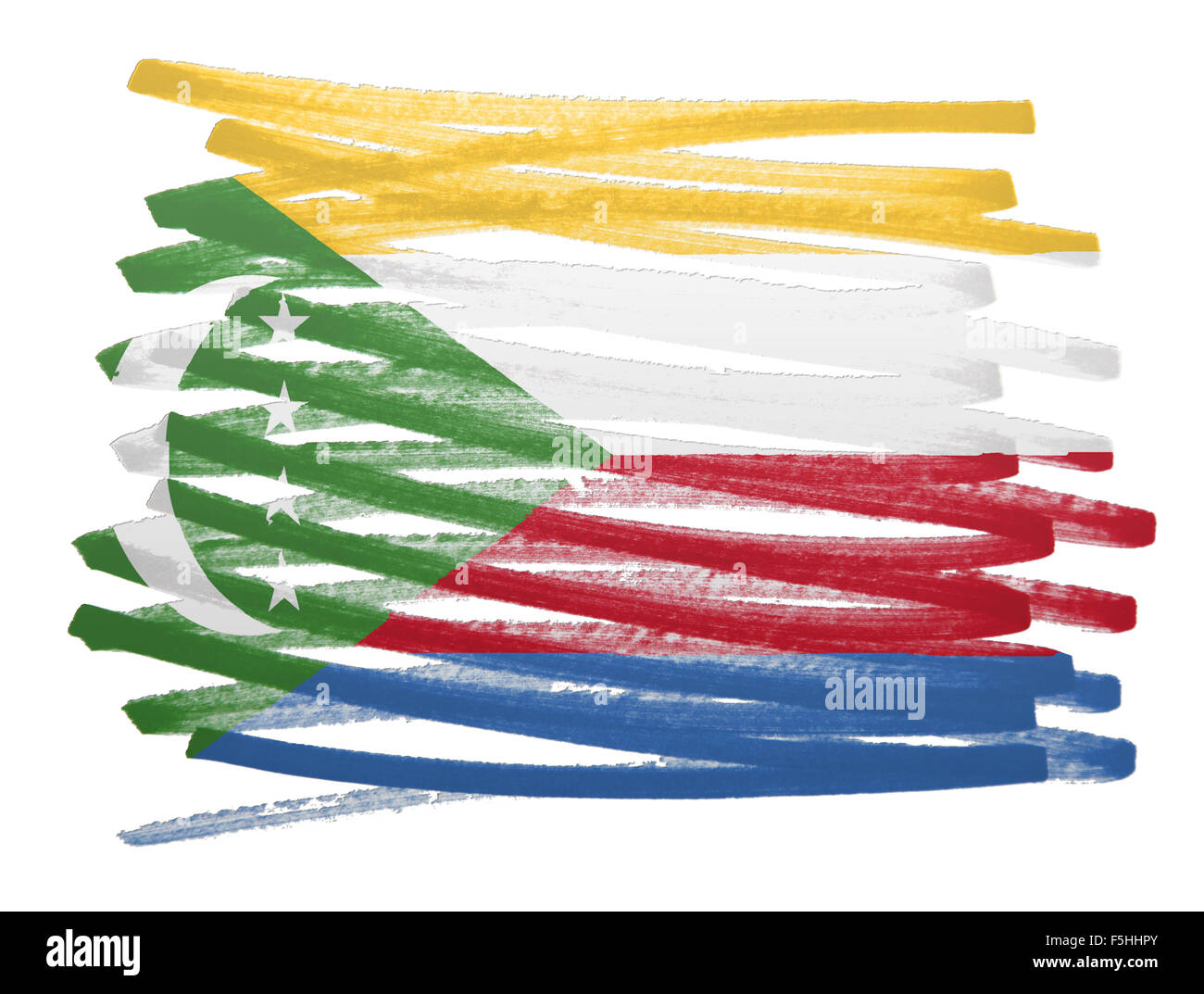 Flag illustration réalisée avec stylo - Comores Banque D'Images