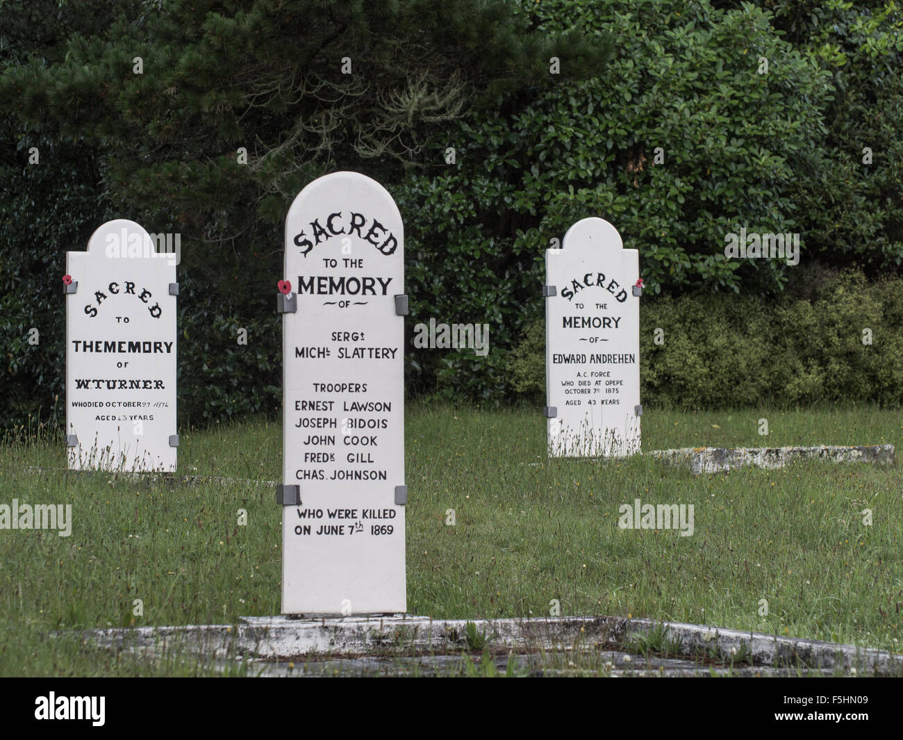 Tombes de Soldats, Opepe, Taupo, Nouvelle-Zélande Banque D'Images