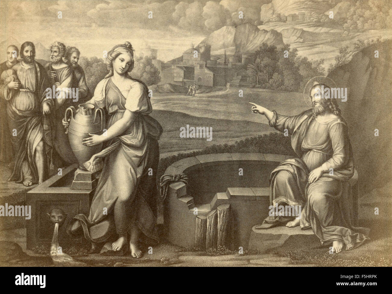 Le Christ et la samaritaine au puits, la peinture par Benvenuto Tisi appelé Garofalo, Italie Banque D'Images