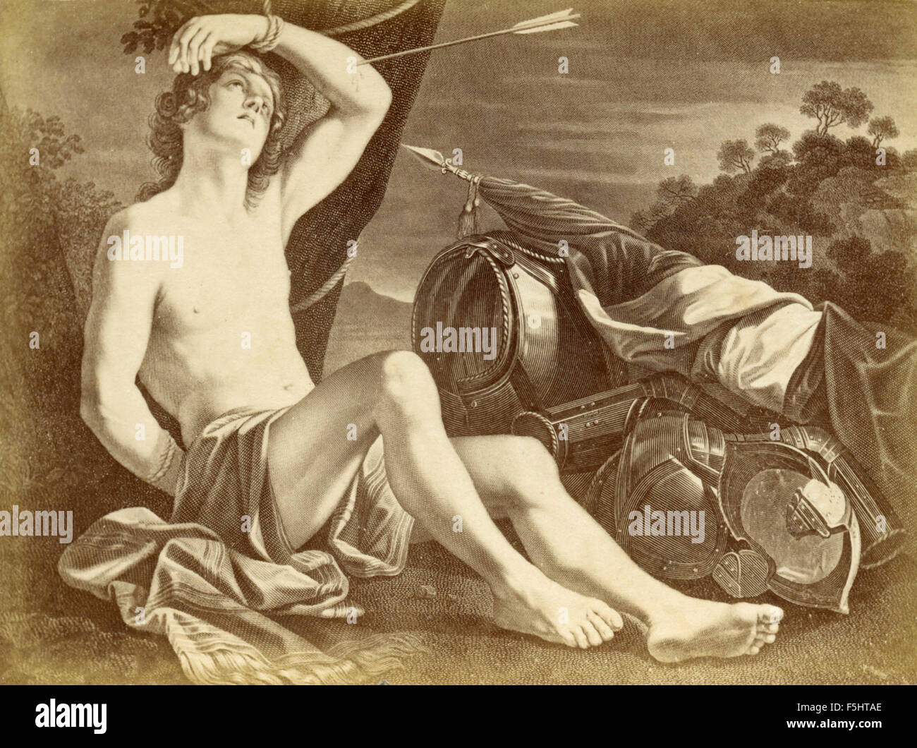 San Sebastian, gravure par le Guerchin Banque D'Images