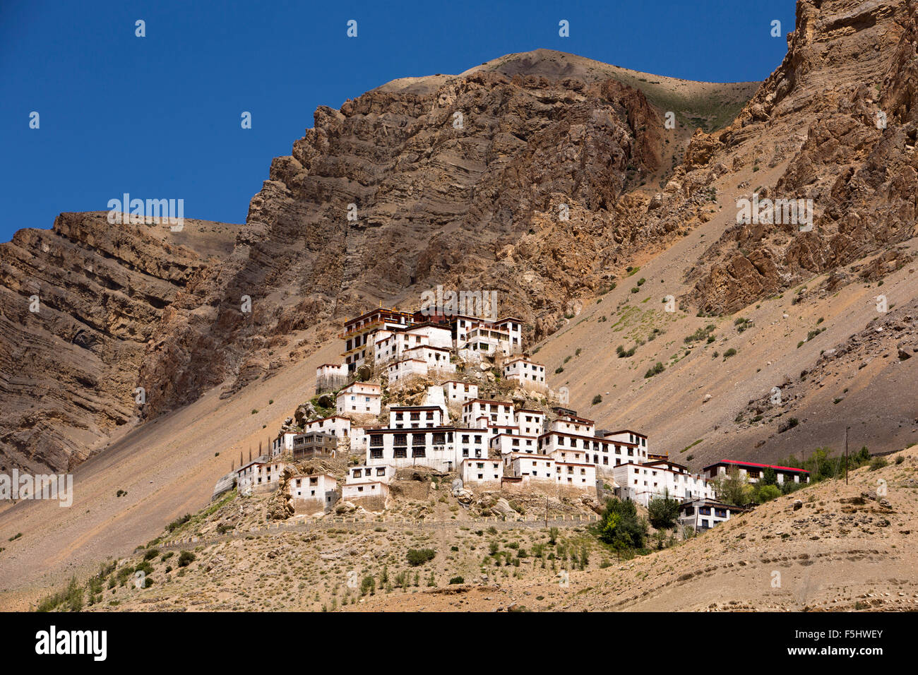 L'Inde, l'Himachal Pradesh, le Spiti Valley, monastère bouddhiste de colline, Clés gompa Banque D'Images