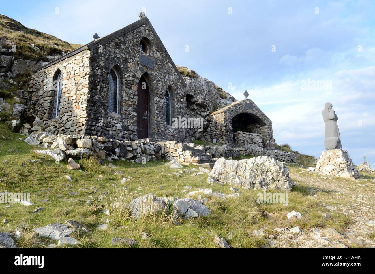 Ancien site de pèlerinage sur les montagnes Maumturk dédiée à St Patrick Connemara Comté de Galway Irlande Banque D'Images