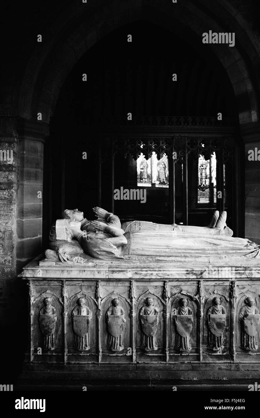 Tombe de sir Thomas Vaughan (AKA Black Vaughan) et sa femme Ellen Ellen Gethin (le terrible). L'église St Mary, Kington. Herefo Banque D'Images