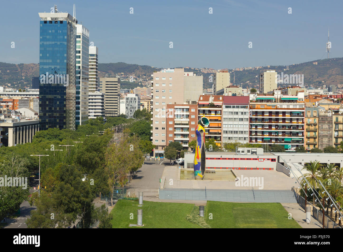 Parc Miró. Vue sur Barcelone, Espagne Banque D'Images