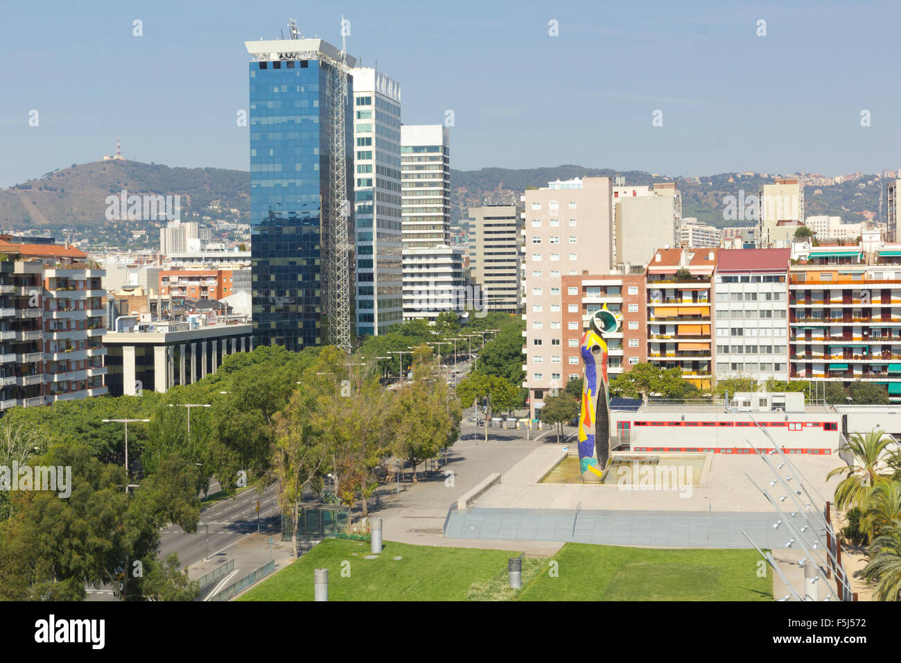 Parc Miró. Vue sur Barcelone, Espagne Banque D'Images