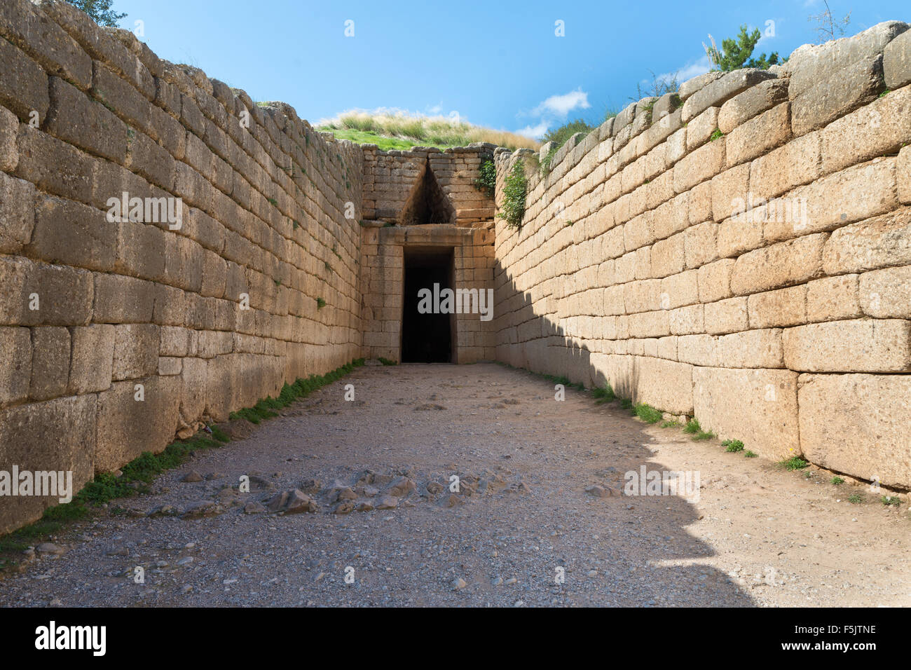 Entrée du Trésor d'Atrée, Mycènes, Grèce Banque D'Images