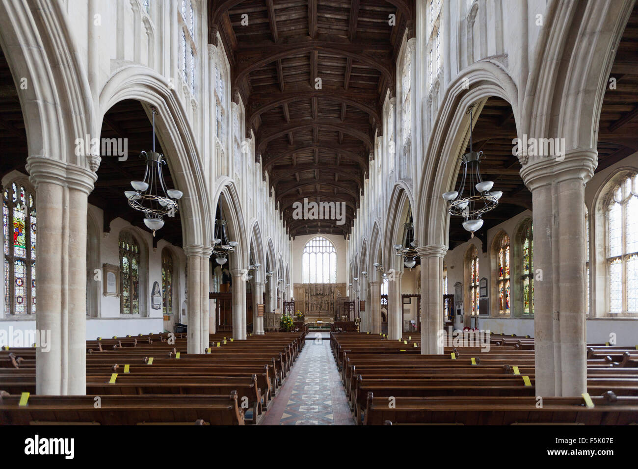 Nef centrale de l'église Holy Trinity, Long Melford, Suffolk Banque D'Images