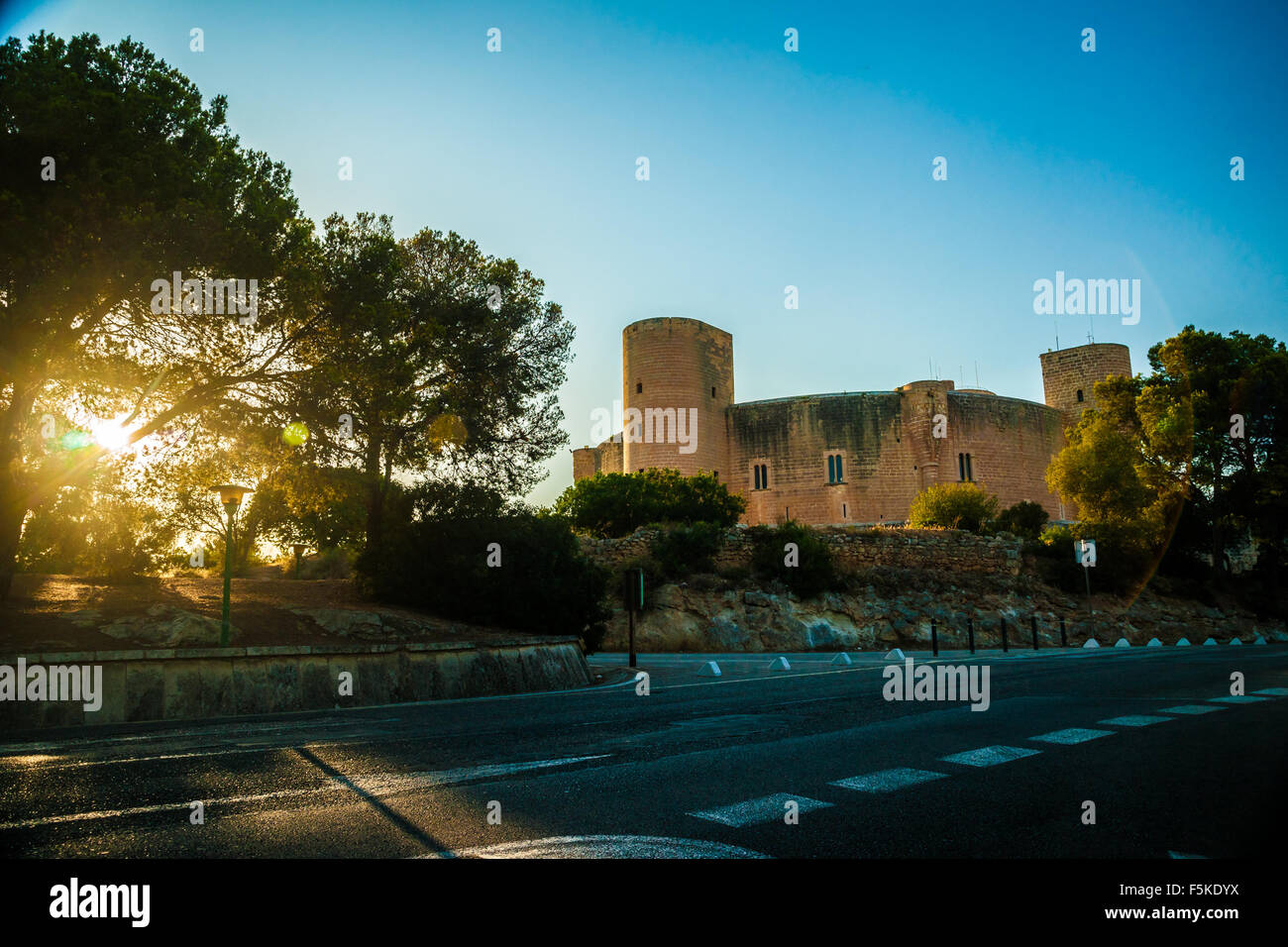 La forteresse de château de Bellver à Palma-de-Mallorca Banque D'Images