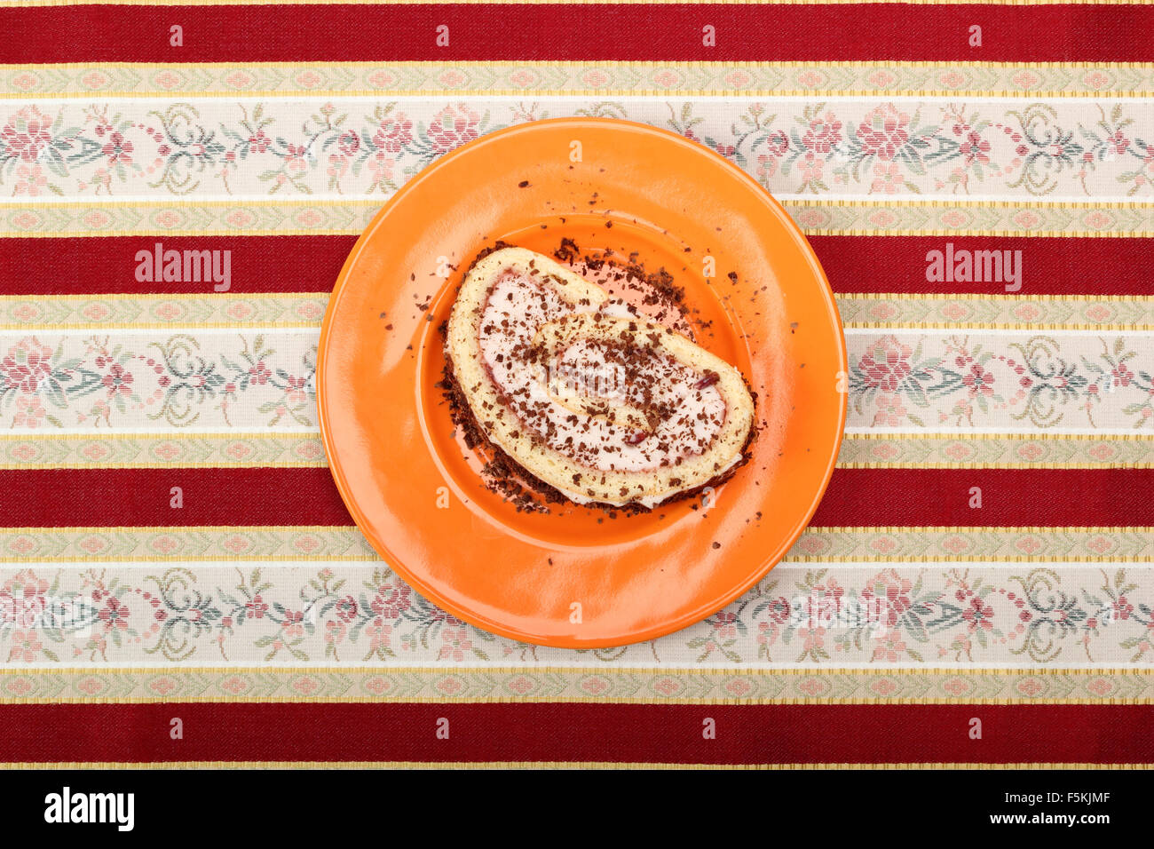 Morceau de roulade de Crème de Yaourt Banque D'Images