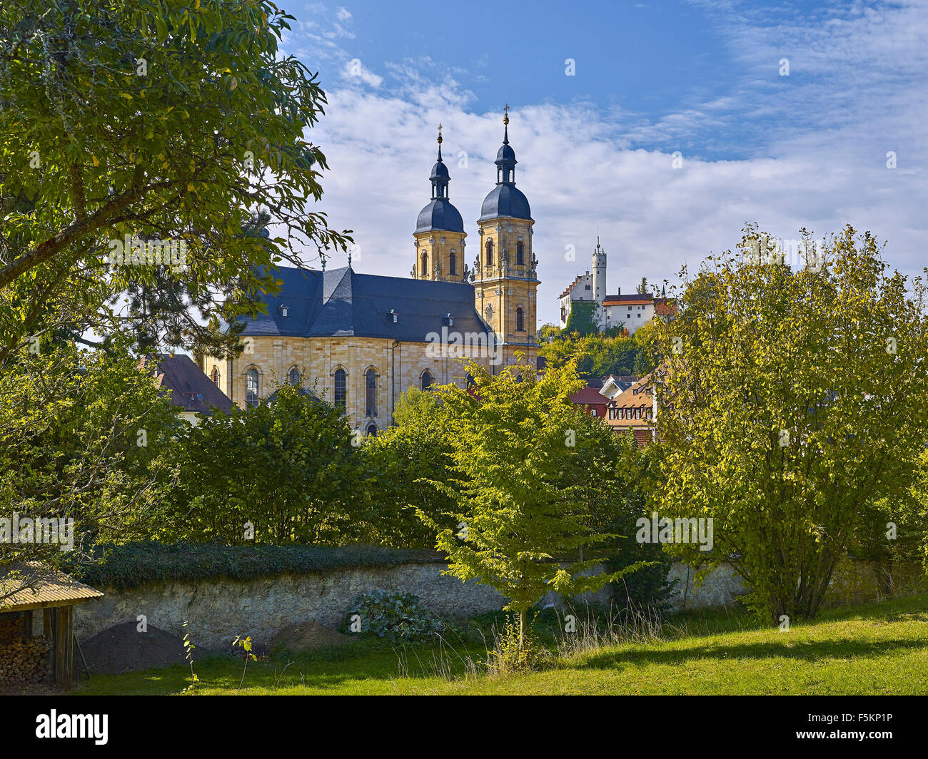 Église de pèlerinage avec château, Gößweinstein, Bavière, Allemagne Banque D'Images