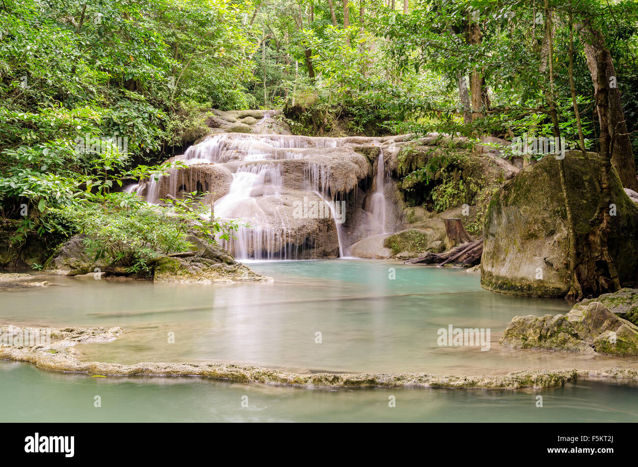 Les chutes d'Erawan (Thaïlande) Banque D'Images