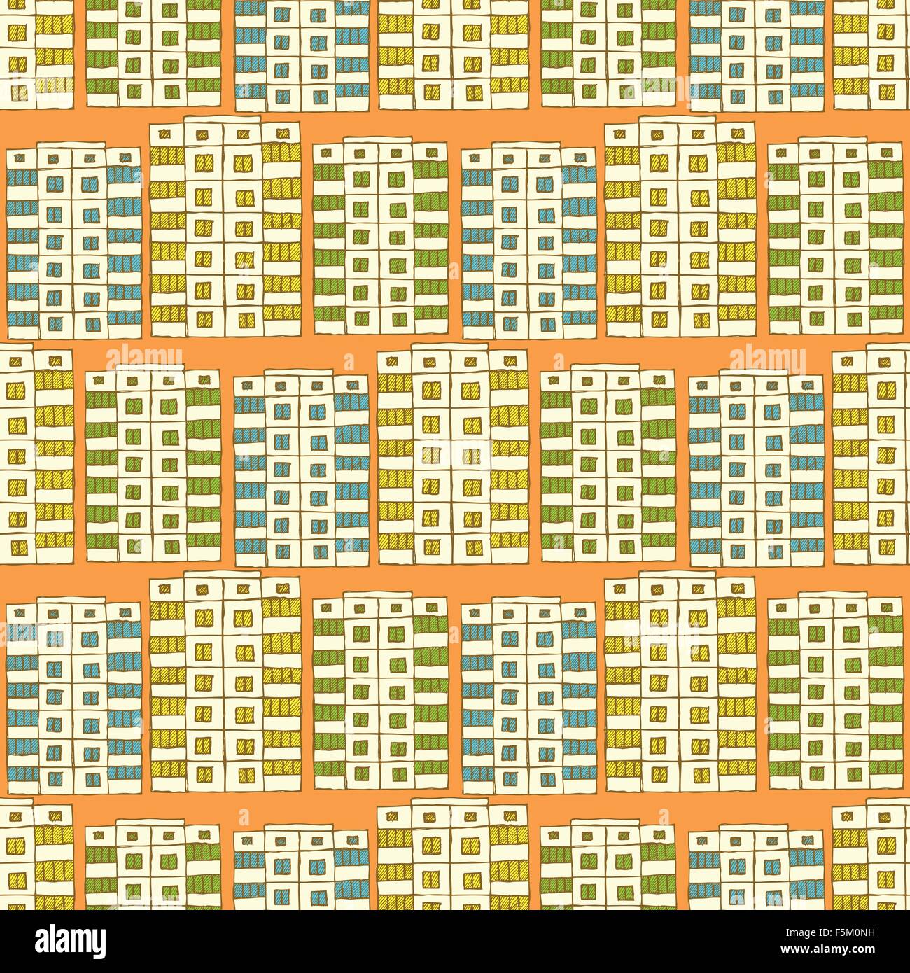 Dans les bâtiments soviétiques croquis style vintage, vector pattern transparente Illustration de Vecteur