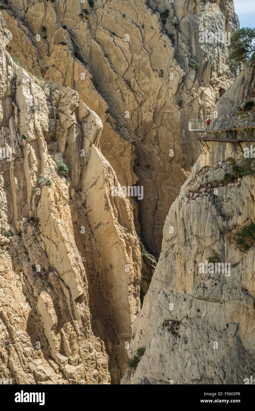 Portrait de gorges escarpées à Caminito Del Ray, El Chorro, Malaga, Espagne Banque D'Images