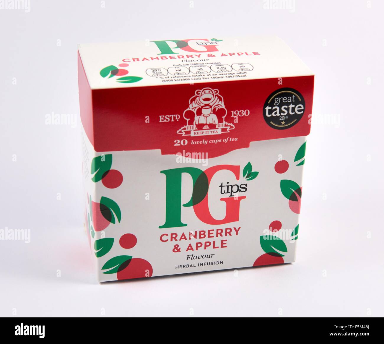 PG tips saveur pommes et canneberges infusion aux herbes Banque D'Images